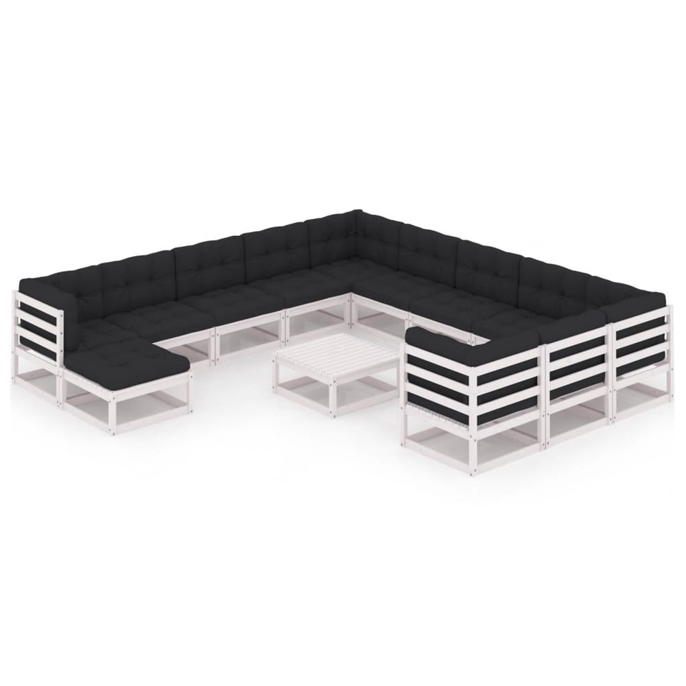 13-delige Loungeset met kussens massief grenenhout wit MeubelReus