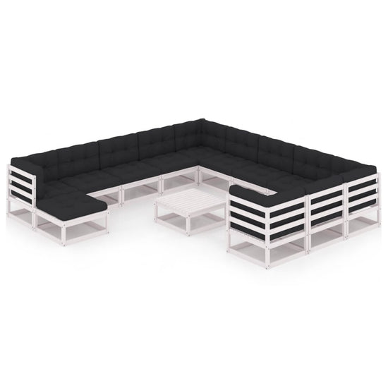 13-delige Loungeset met kussens massief grenenhout wit MeubelReus