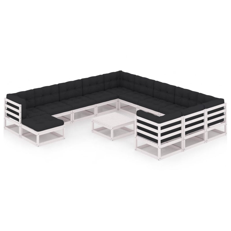 13-delige Loungeset met kussens massief grenenhout wit MeubelReus