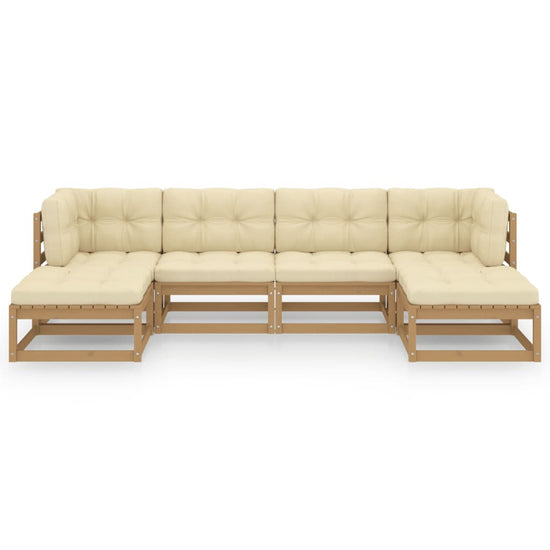 6-delige Loungeset met kussens massief grenenhout honingbruin MeubelReus