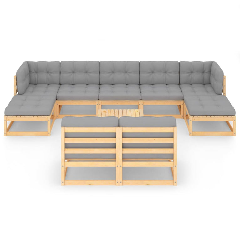 10-delige Loungeset met kussens massief grenenhout MeubelReus