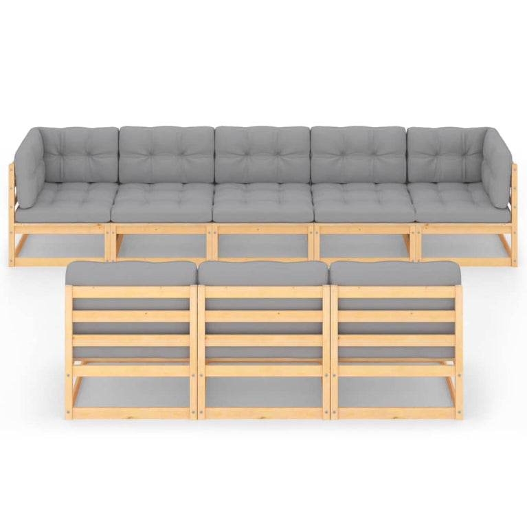 8-delige Loungeset met kussens massief grenenhout MeubelReus