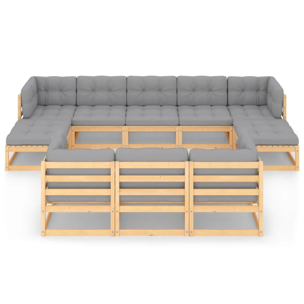 10-delige Loungeset met kussens massief grenenhout MeubelReus