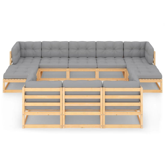 10-delige Loungeset met kussens massief grenenhout MeubelReus