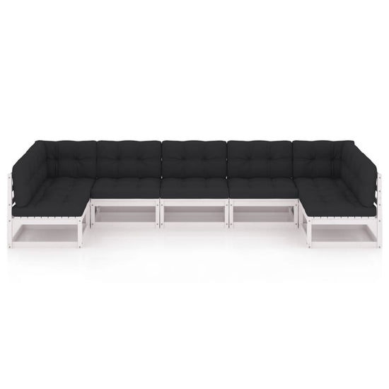 7-delige Loungeset met kussens massief grenenhout wit MeubelReus