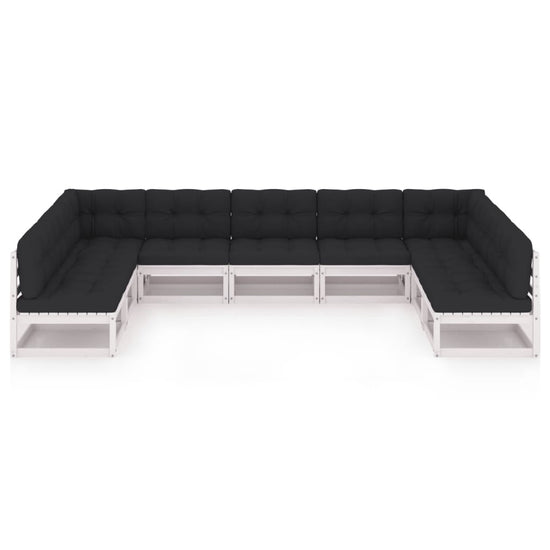 9-delige Loungeset met kussens massief grenenhout wit MeubelReus