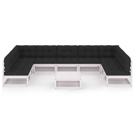 10-delige Loungeset met kussens massief grenenhout wit MeubelReus