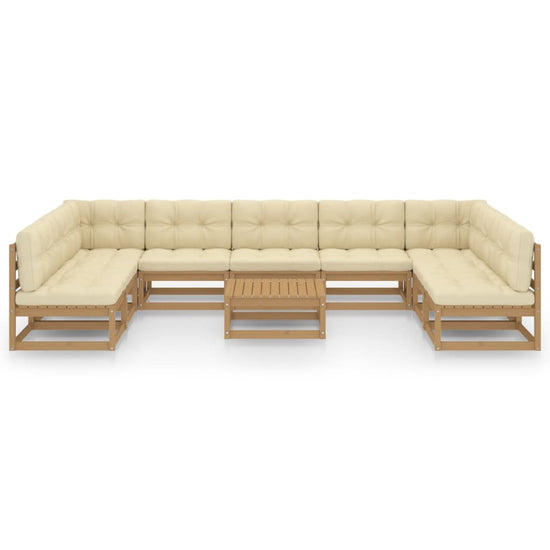 10-delige Loungeset met kussens massief grenenhout honingbruin MeubelReus