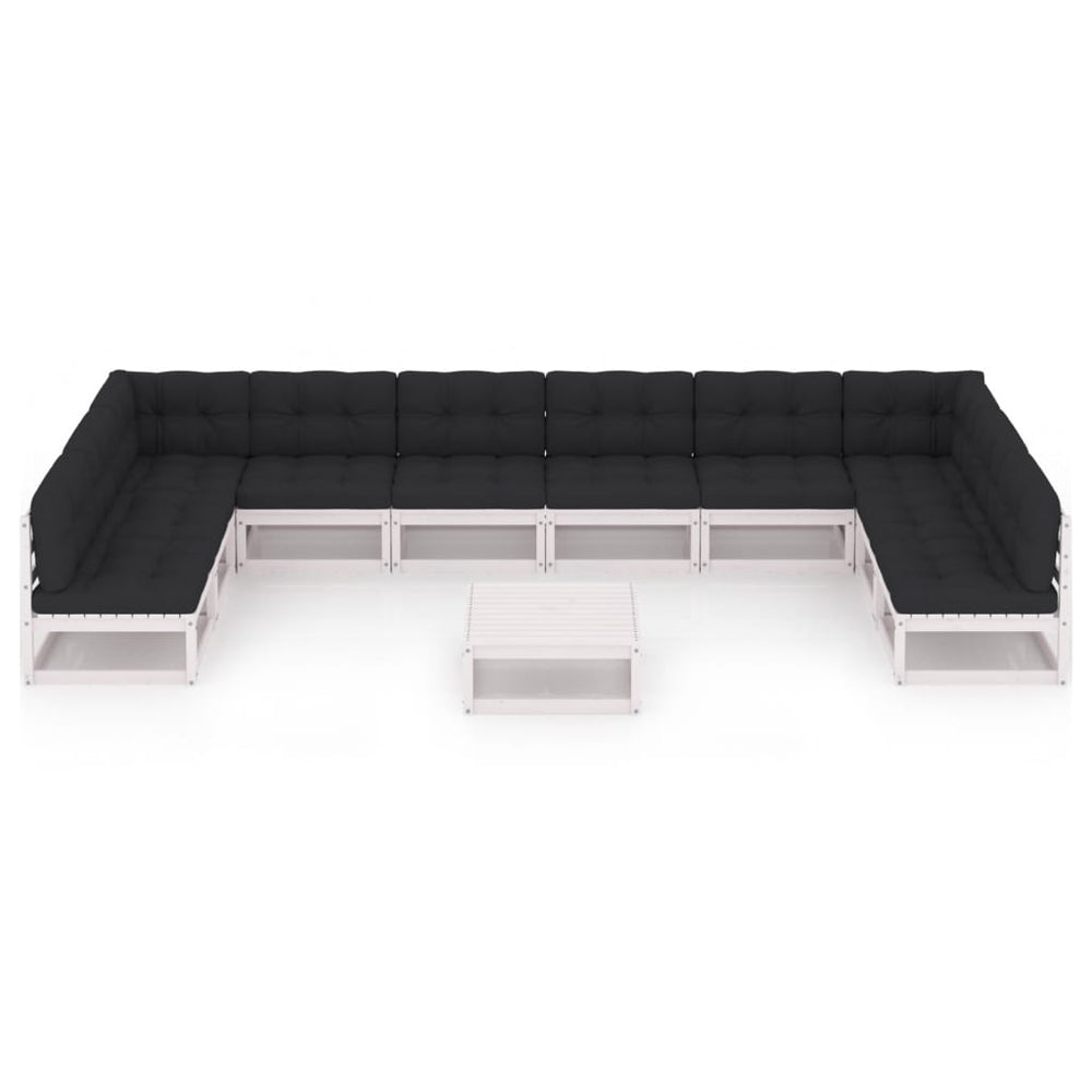 11-delige Loungeset met kussens massief grenenhout wit MeubelReus