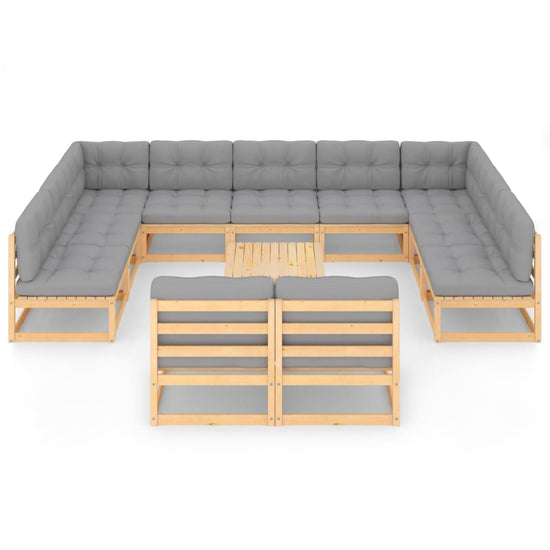 12-delige Loungeset met kussens massief grenenhout MeubelReus