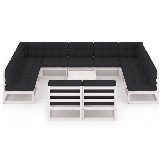 12-delige Loungeset met kussens massief grenenhout wit MeubelReus