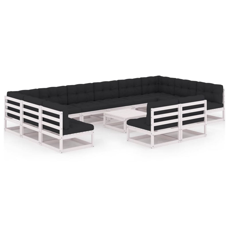 13-delige Loungeset met kussens massief grenenhout wit MeubelReus