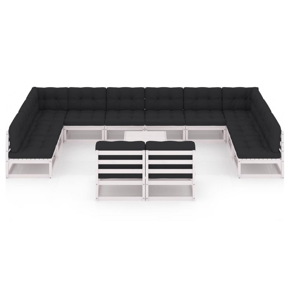 13-delige Loungeset met kussens massief grenenhout wit MeubelReus