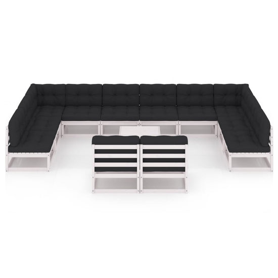 13-delige Loungeset met kussens massief grenenhout wit MeubelReus