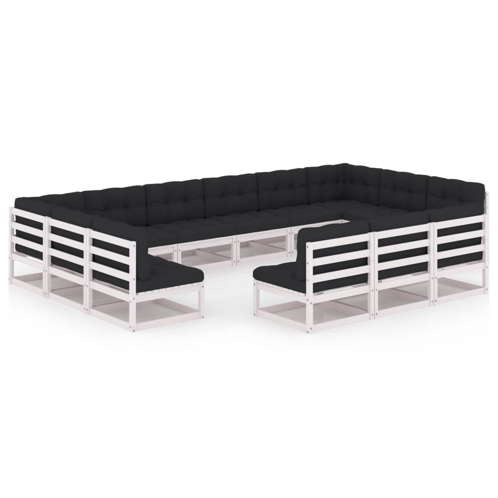 13-delige Loungeset met kussens massief grenenhout wit MeubelReus