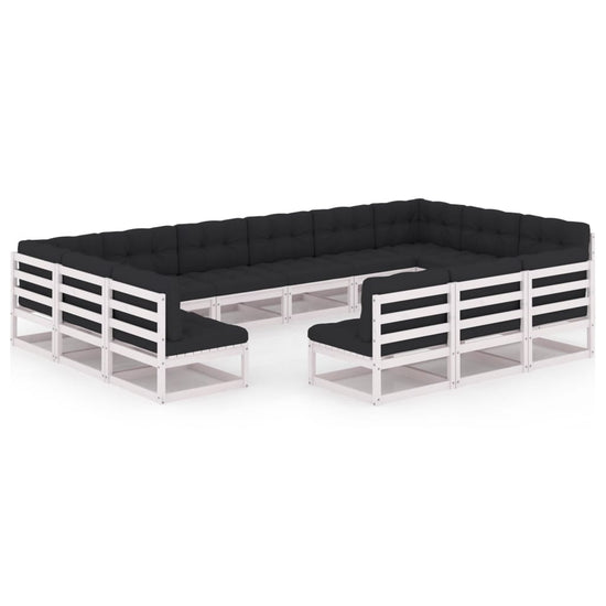 13-delige Loungeset met kussens massief grenenhout wit MeubelReus