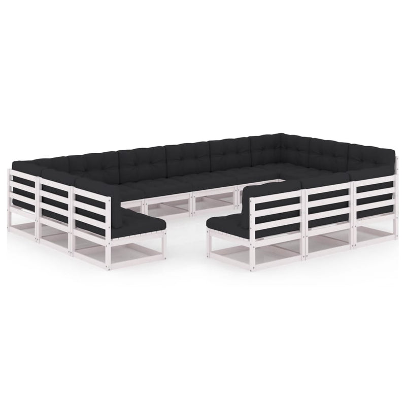 13-delige Loungeset met kussens massief grenenhout wit MeubelReus