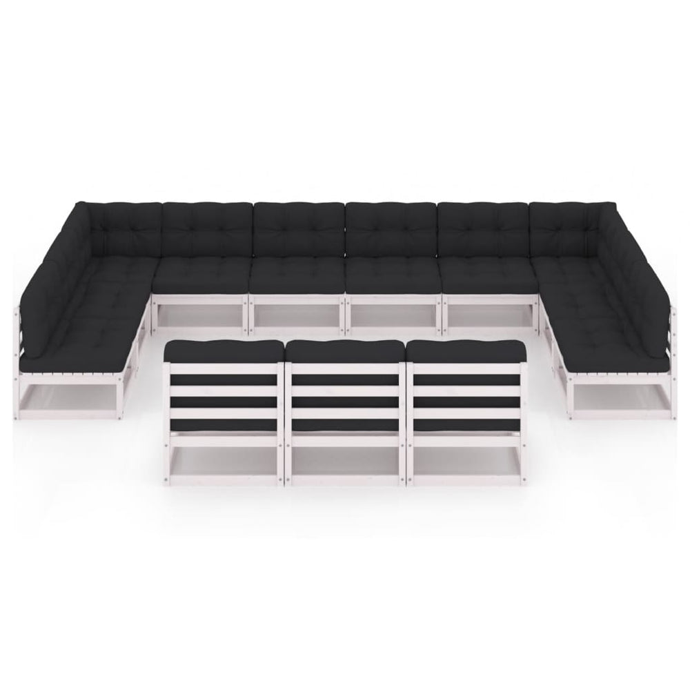 13-delige Loungeset met kussens massief grenenhout wit MeubelReus