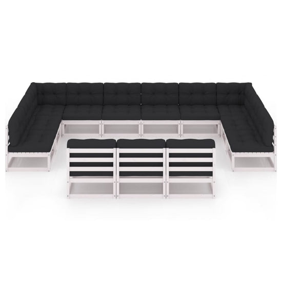 13-delige Loungeset met kussens massief grenenhout wit MeubelReus