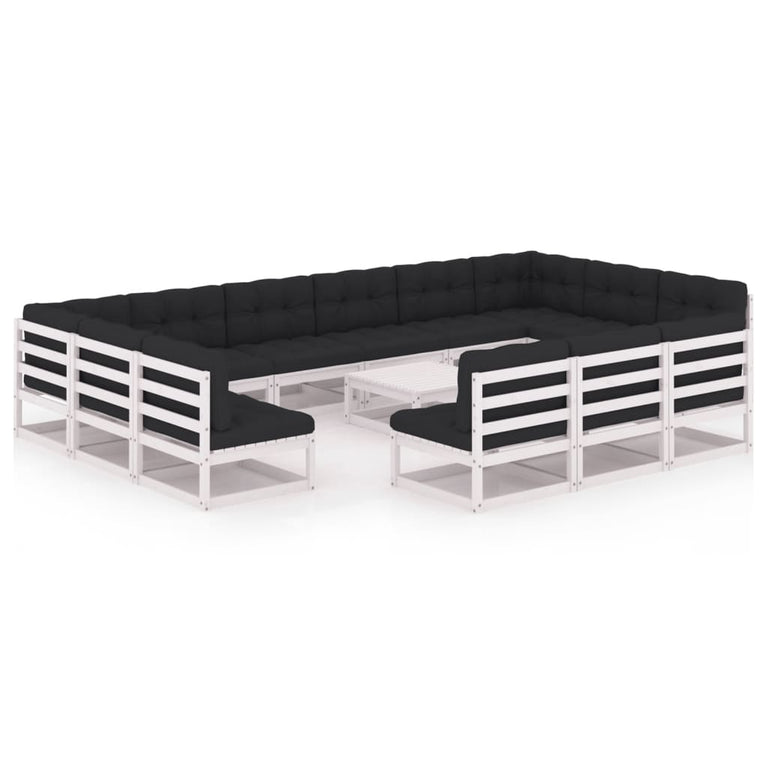 14-delige Loungeset met kussens massief grenenhout wit MeubelReus