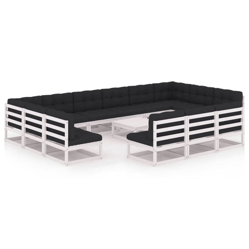 14-delige Loungeset met kussens massief grenenhout wit MeubelReus