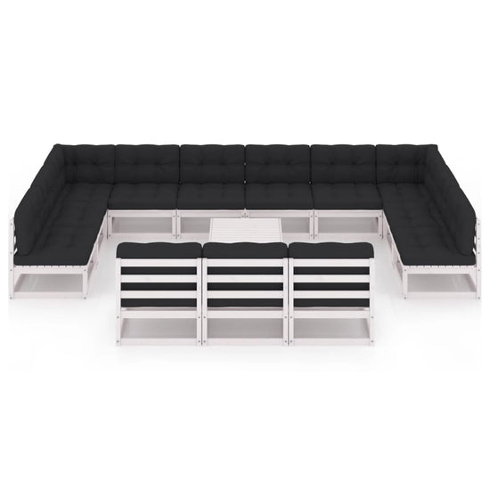 14-delige Loungeset met kussens massief grenenhout wit MeubelReus