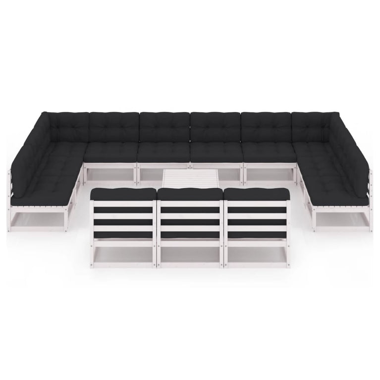 14-delige Loungeset met kussens massief grenenhout wit MeubelReus