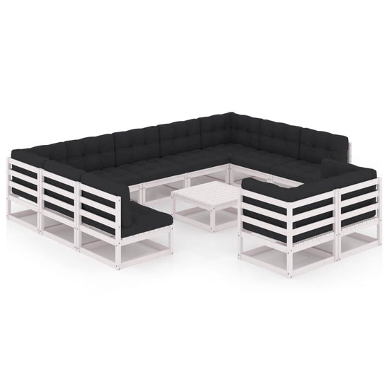 12-delige Loungeset met kussens massief grenenhout wit MeubelReus