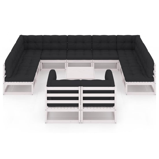 12-delige Loungeset met kussens massief grenenhout wit MeubelReus