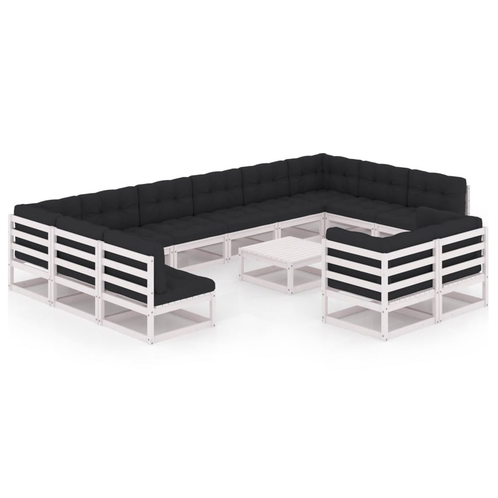 13-delige Loungeset met kussens massief grenenhout wit MeubelReus