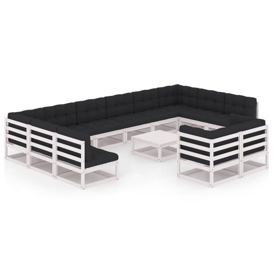 13-delige Loungeset met kussens massief grenenhout wit MeubelReus