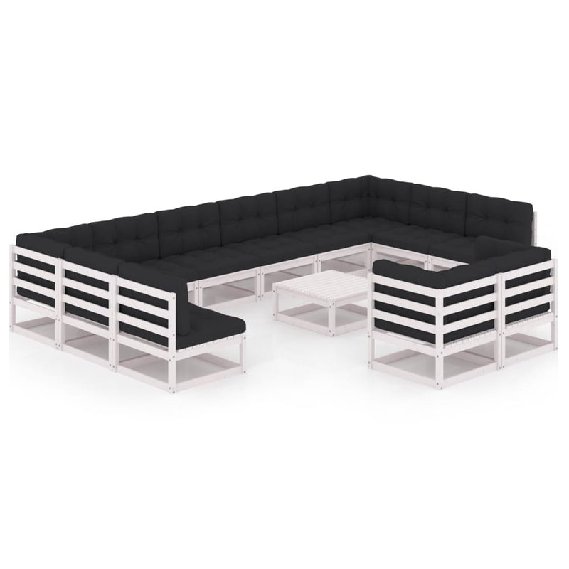 13-delige Loungeset met kussens massief grenenhout wit MeubelReus