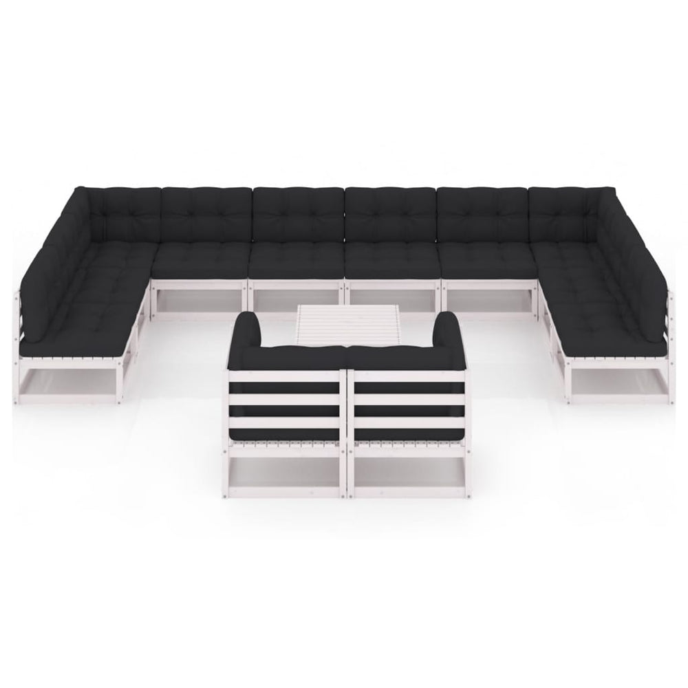 13-delige Loungeset met kussens massief grenenhout wit MeubelReus