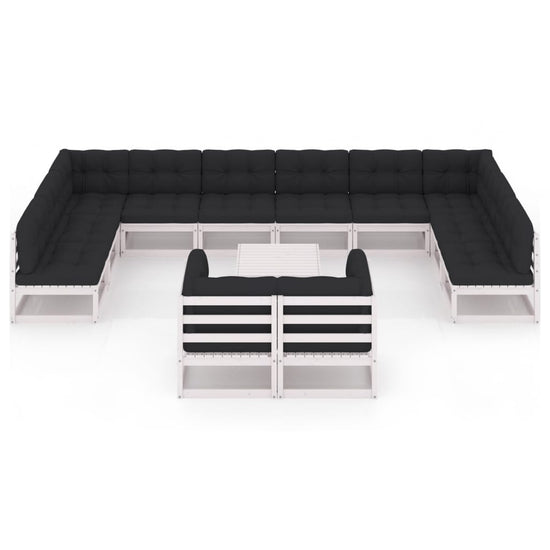 13-delige Loungeset met kussens massief grenenhout wit MeubelReus