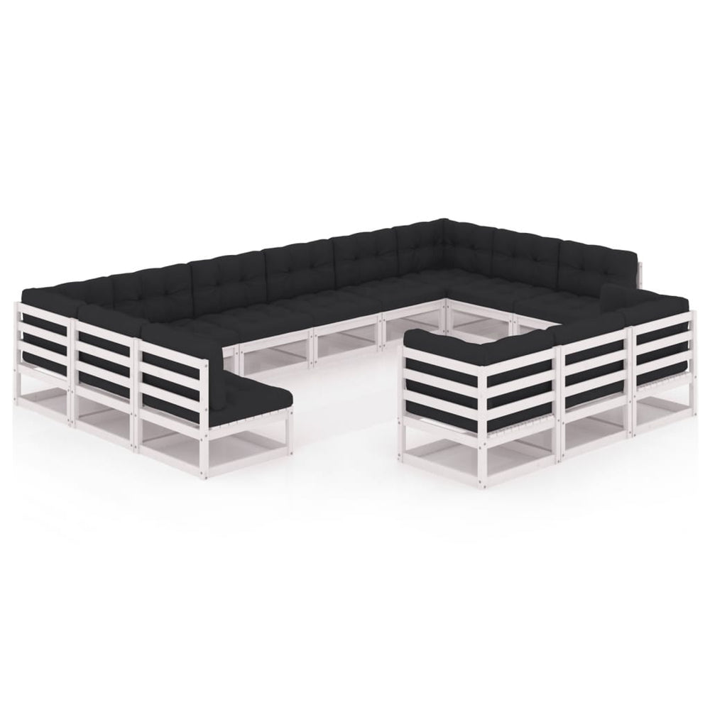 13-delige Loungeset met kussens massief grenenhout wit MeubelReus