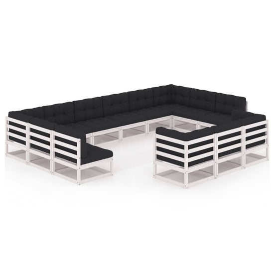 13-delige Loungeset met kussens massief grenenhout wit MeubelReus