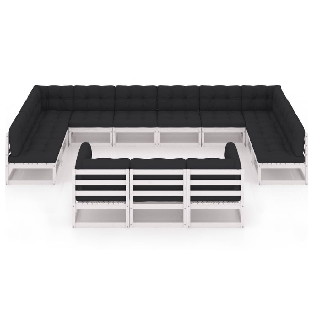 13-delige Loungeset met kussens massief grenenhout wit MeubelReus