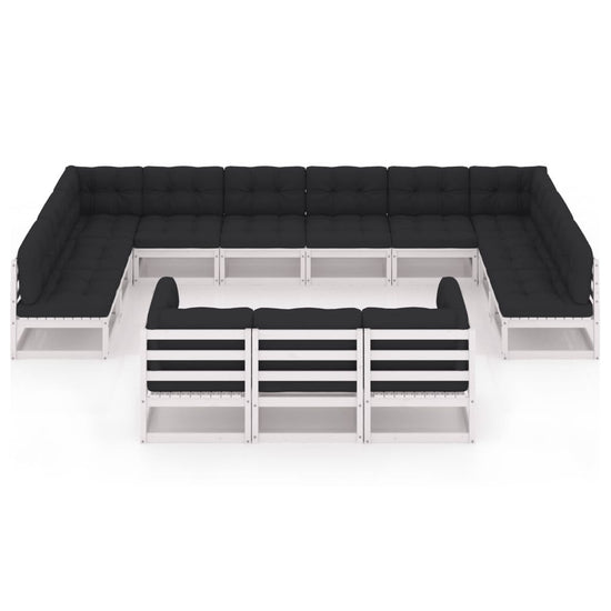 13-delige Loungeset met kussens massief grenenhout wit MeubelReus