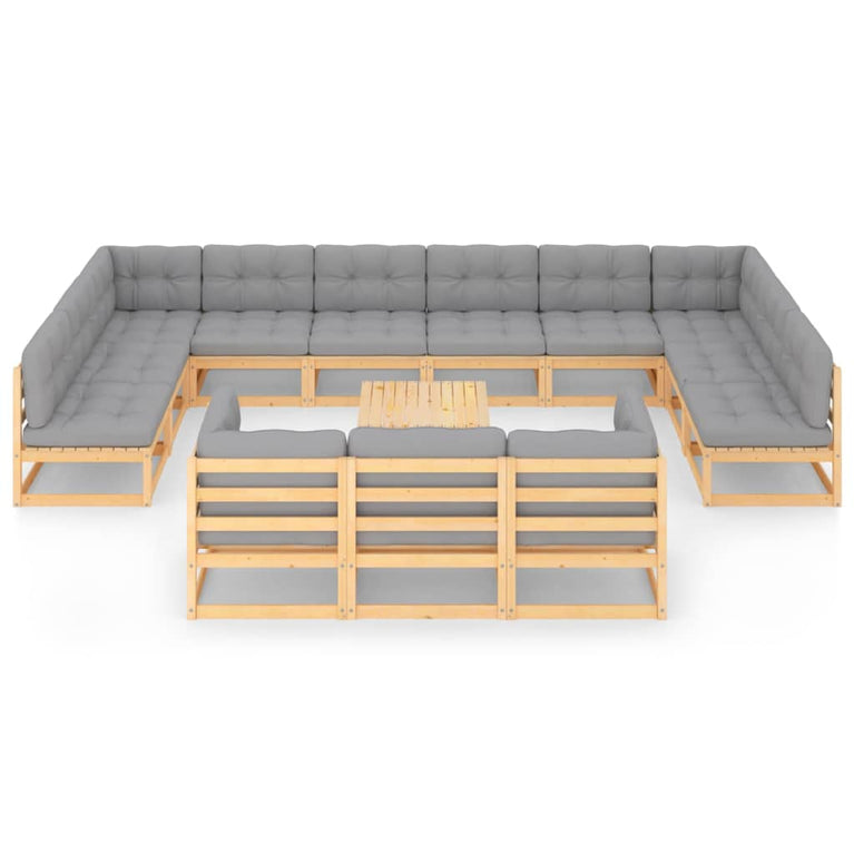 14-delige Loungeset met kussens massief grenenhout MeubelReus