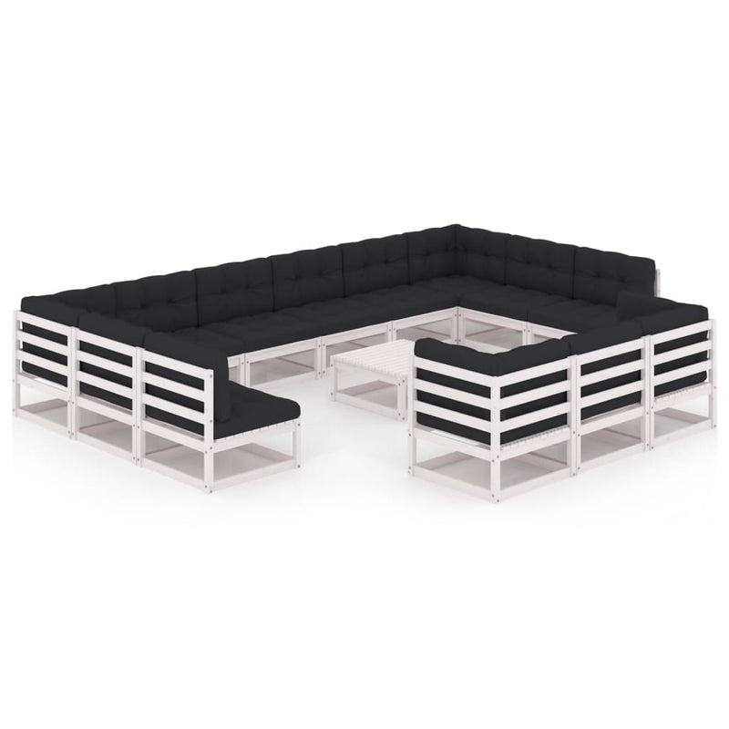 14-delige Loungeset met kussens massief grenenhout wit MeubelReus