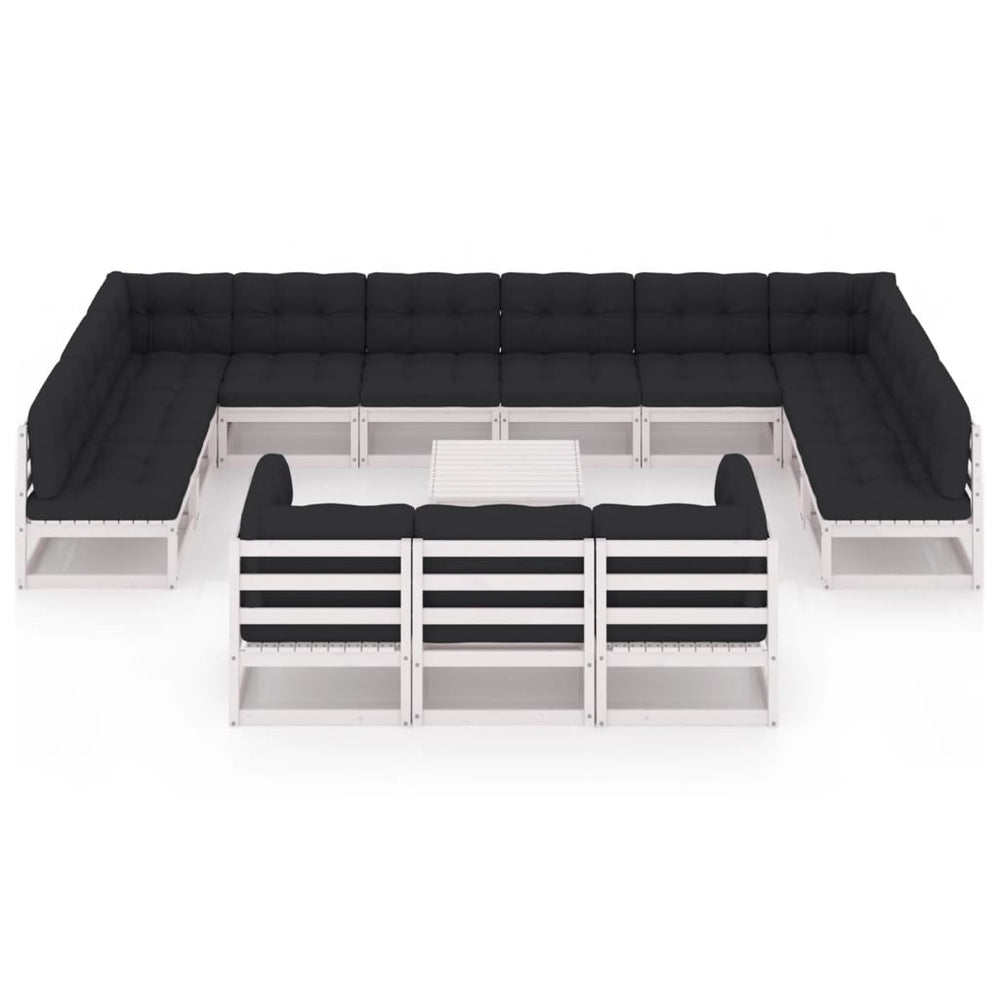 14-delige Loungeset met kussens massief grenenhout wit MeubelReus