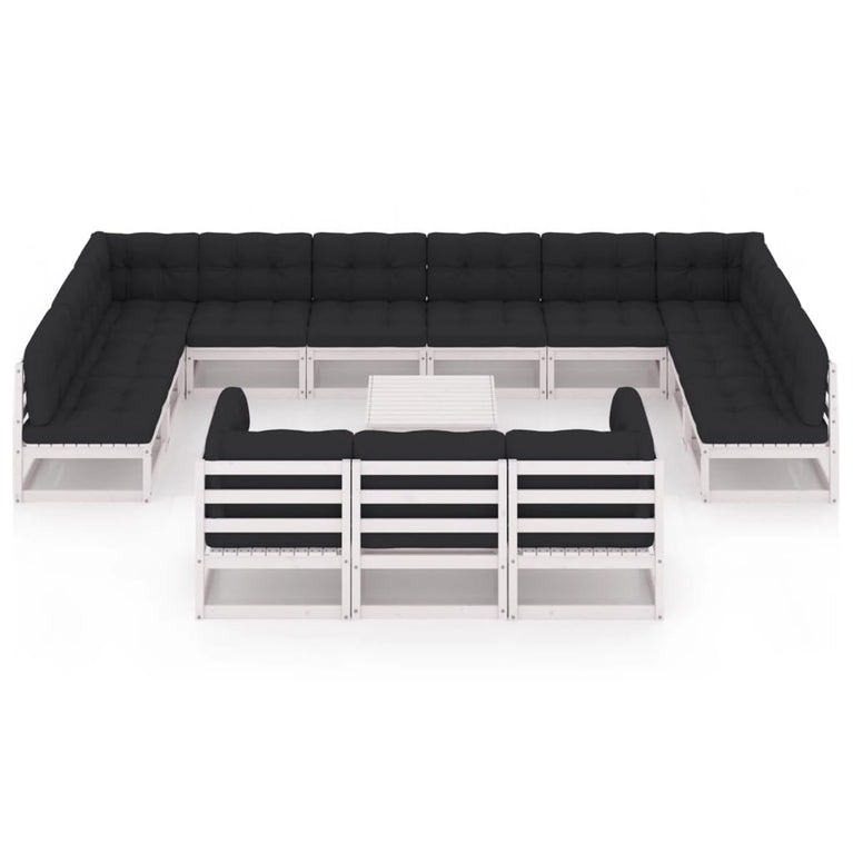 14-delige Loungeset met kussens massief grenenhout wit MeubelReus