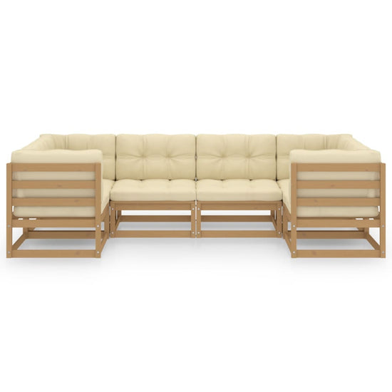 6-delige Loungeset met kussens massief grenenhout honingbruin MeubelReus