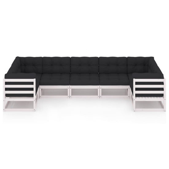 7-delige Loungeset met kussens massief grenenhout wit MeubelReus