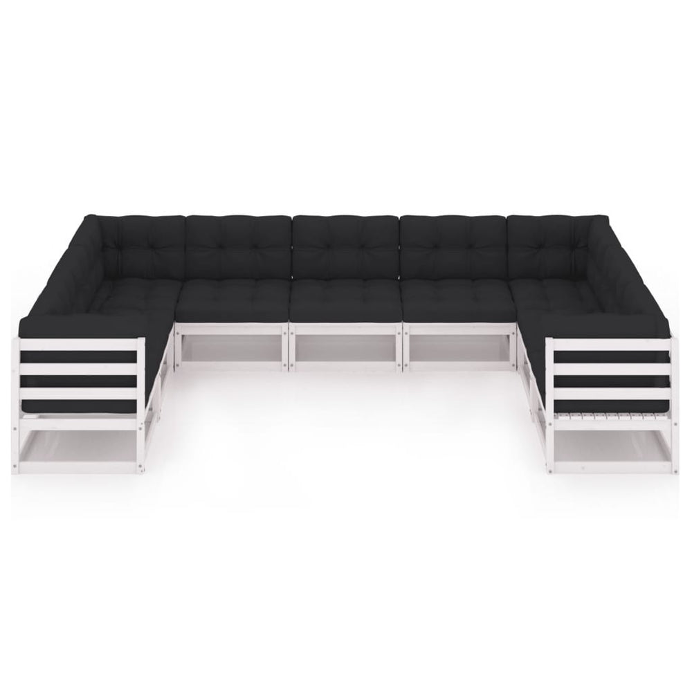 9-delige Loungeset met kussens massief grenenhout wit MeubelReus