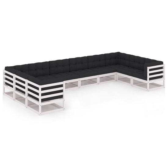 10-delige Loungeset met kussens massief grenenhout wit MeubelReus