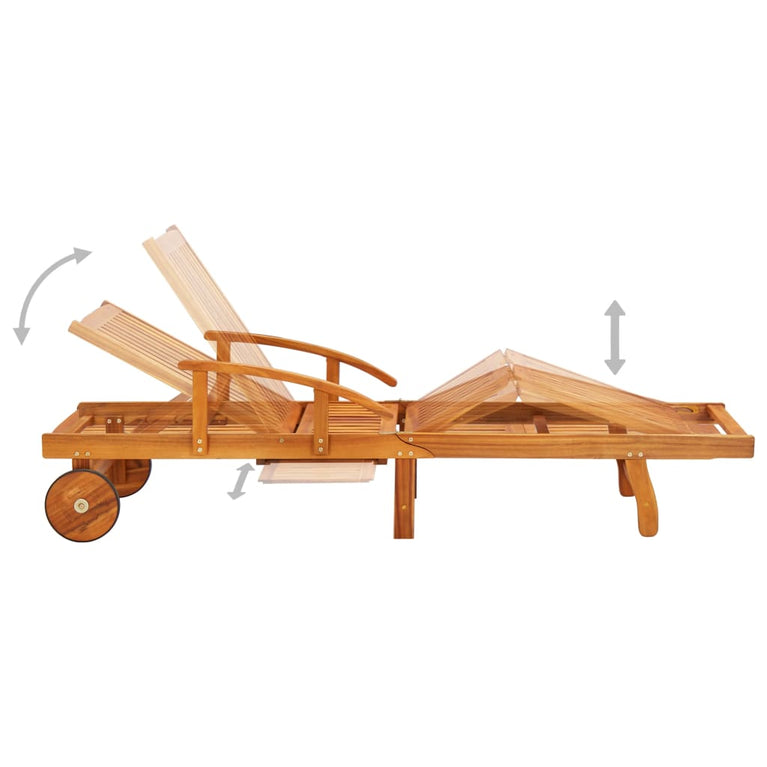 Ligstoelen 2 st met tafel en kussens massief acaciahout MeubelReus