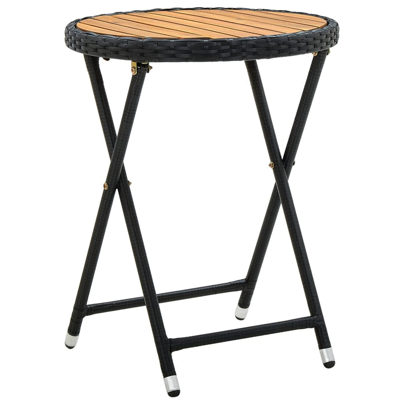 Salontafel 60 cm poly rattan en massief acaciahout zwart MeubelReus