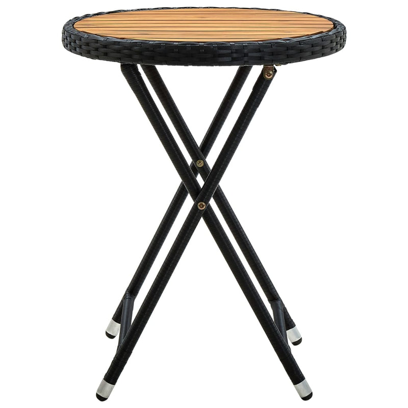 Salontafel 60 cm poly rattan en massief acaciahout zwart MeubelReus