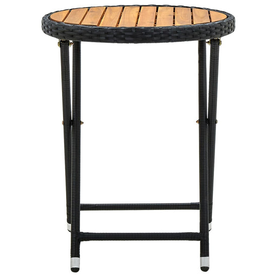 Salontafel 60 cm poly rattan en massief acaciahout zwart MeubelReus